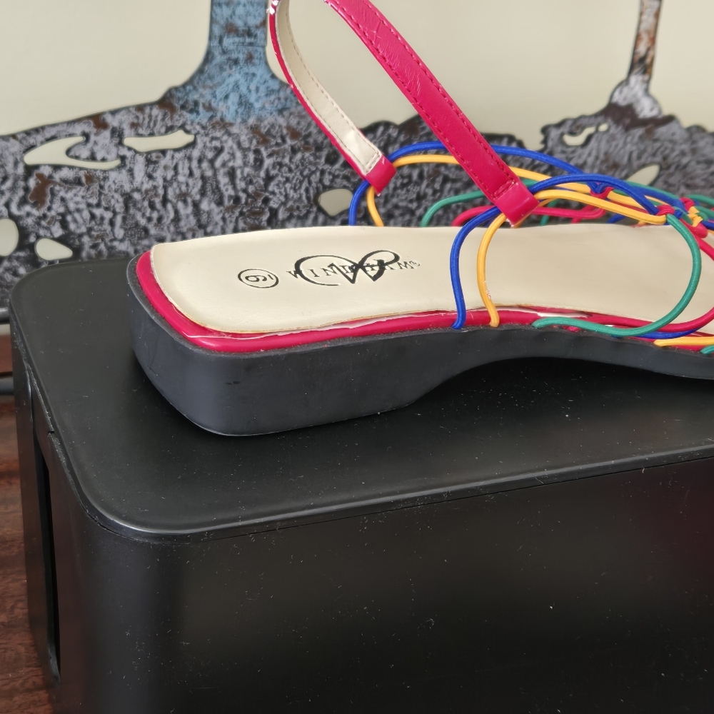 WINDHAM® Women’s Colorful Elastic Sandals – Size 9 – 1" Heel - Picture 10 of 12